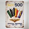 Vintage The 43rd 500 Official Program May 3 1999 Metal Tin Sign with Racing Flags Emblem for Man Cave Bar Decor