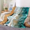 1Pc Ocean Waves Sandy Beach Blanket Soft And Comfortable Casual Warm Camping Travel Christmas Halloween Xmas Gift Em9281