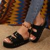Large Platform Birkenstock Sandals Spring/Summer New Metal Buckle Beach Shoes