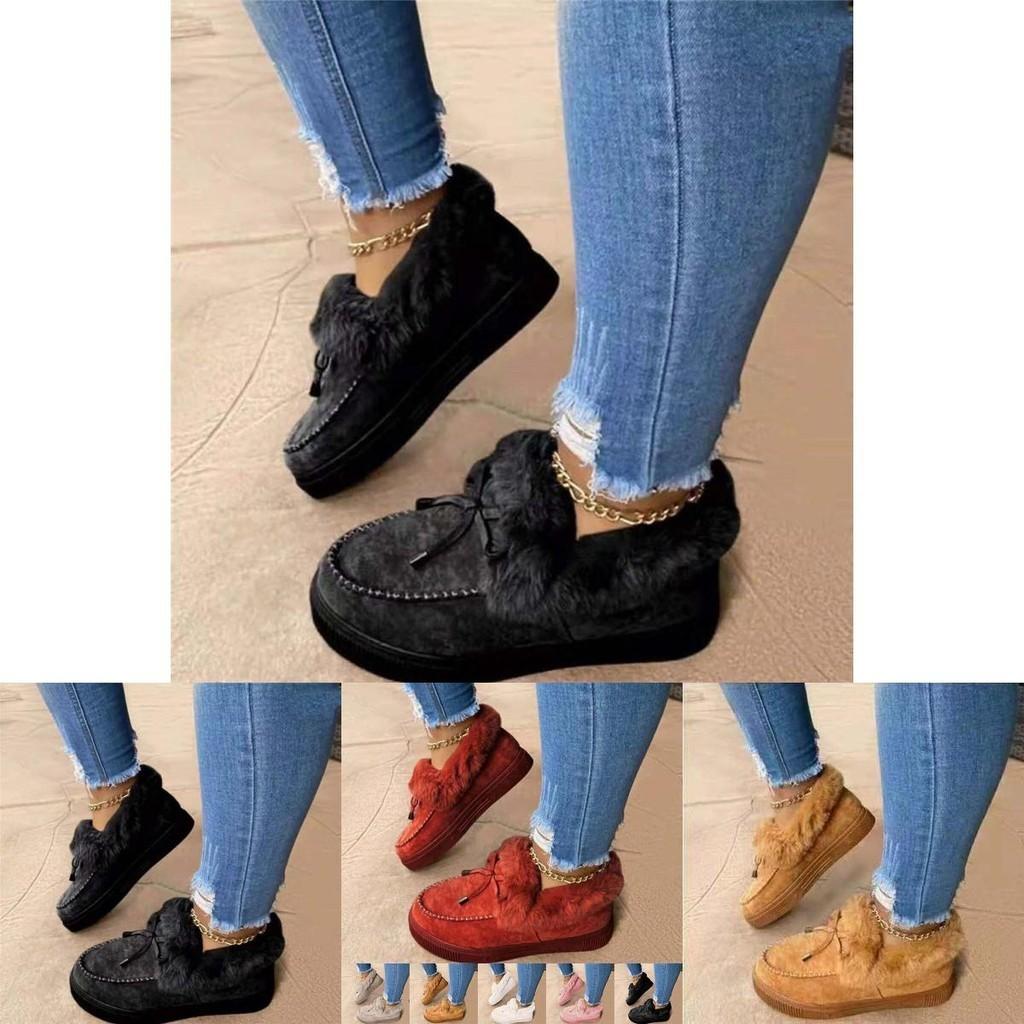 Cozy Plush Snow Shoes Women's Winter Thick Soled Round Head Slippers