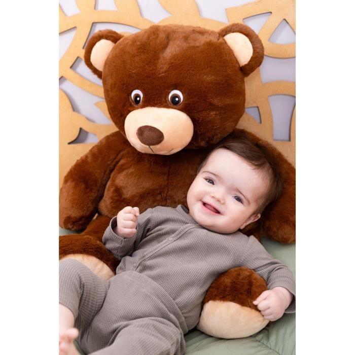Peluche géante - Made in France - Ours Augustin - Chocolat - 70cm - Mixte