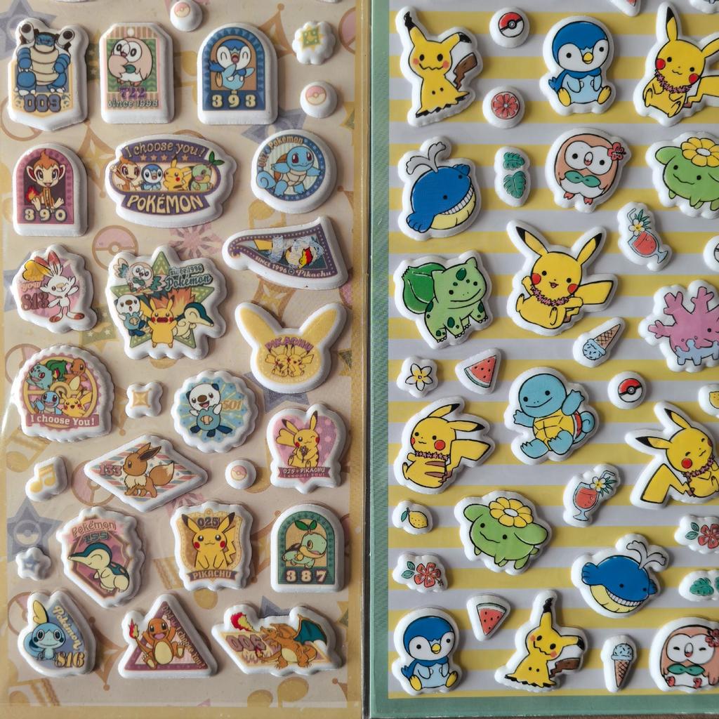 11Styles //Anime Cute Stickers Cute Kawaii 3D Pikachu Decals Cartoon Bubble Paste Thicken The Reward Sticker Gifts Kids Toys