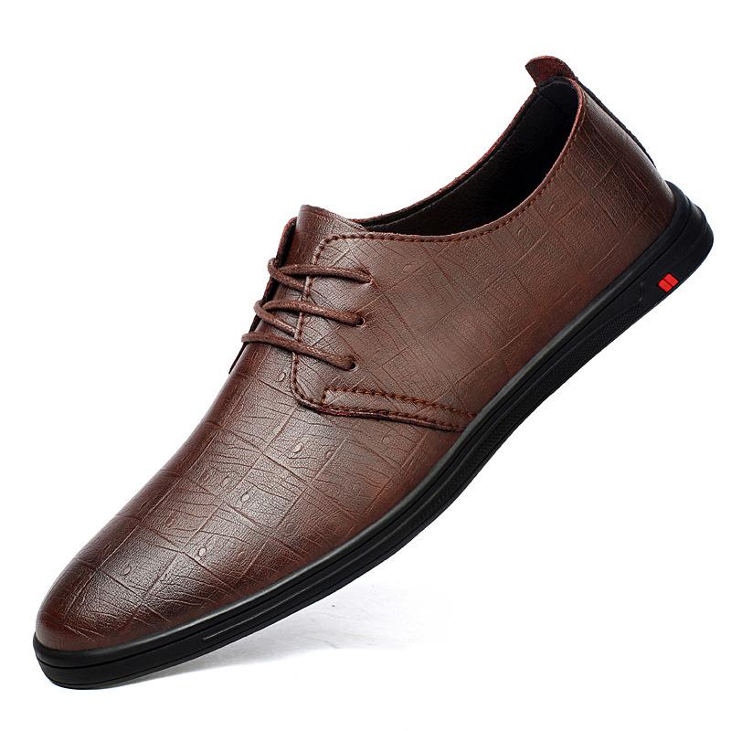 

Autumn and winter business casual leather shoes men s four-season single shoes wedding shoes first layer cowhide men s shoes dress leather shoes 45 коричневий