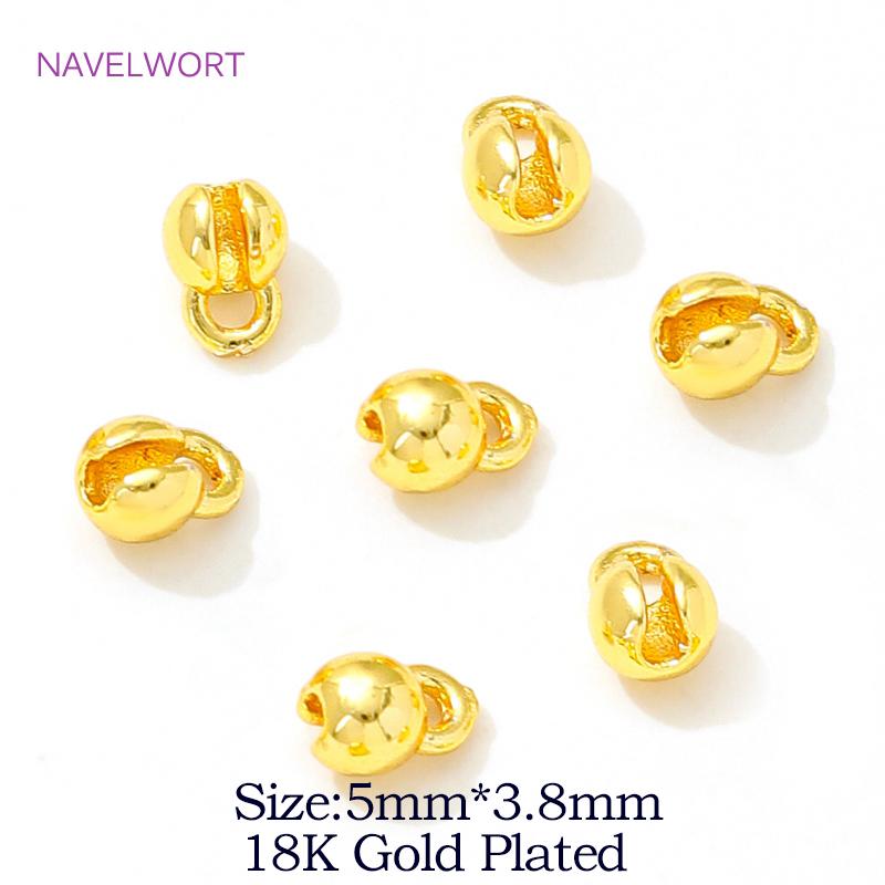 18K Gold Plated Brass Crimp Beads Clamping Beads,End Caps For Jewelry,For DIY Jewelry Making Accessories,Caps For Bracelet