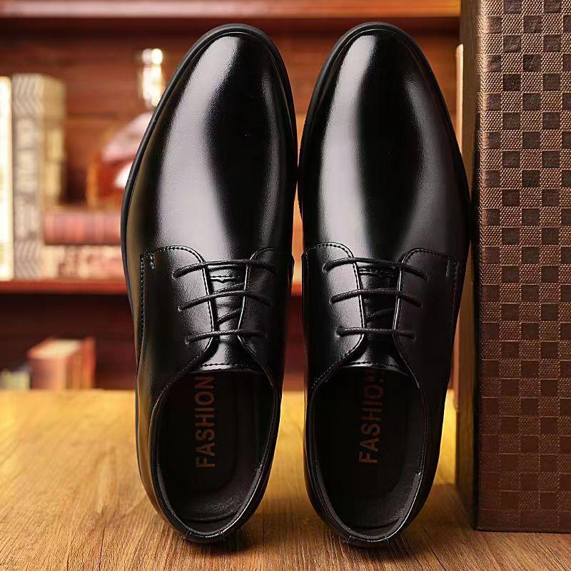 For Large Size British Casual Business Dress Leather Shoes Men's Wedding Shoes Versatile Single Shoes Work Shoes Men's Leather Shoes