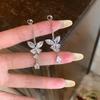 New Zircon Butterfly Water Drop Stud Earrings Light Luxury High Sense Fashion Simple Earrings Temperament Versatile Niche Earrings Women