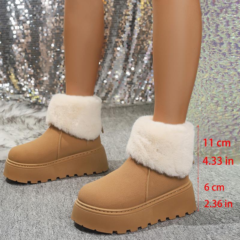Fashion Chunky Platform Fur Ankle Boots Women 2025 New Back Zipper Faux Suede Snow Boots Woman Thick Bootm Warm Winter Booties Mujer