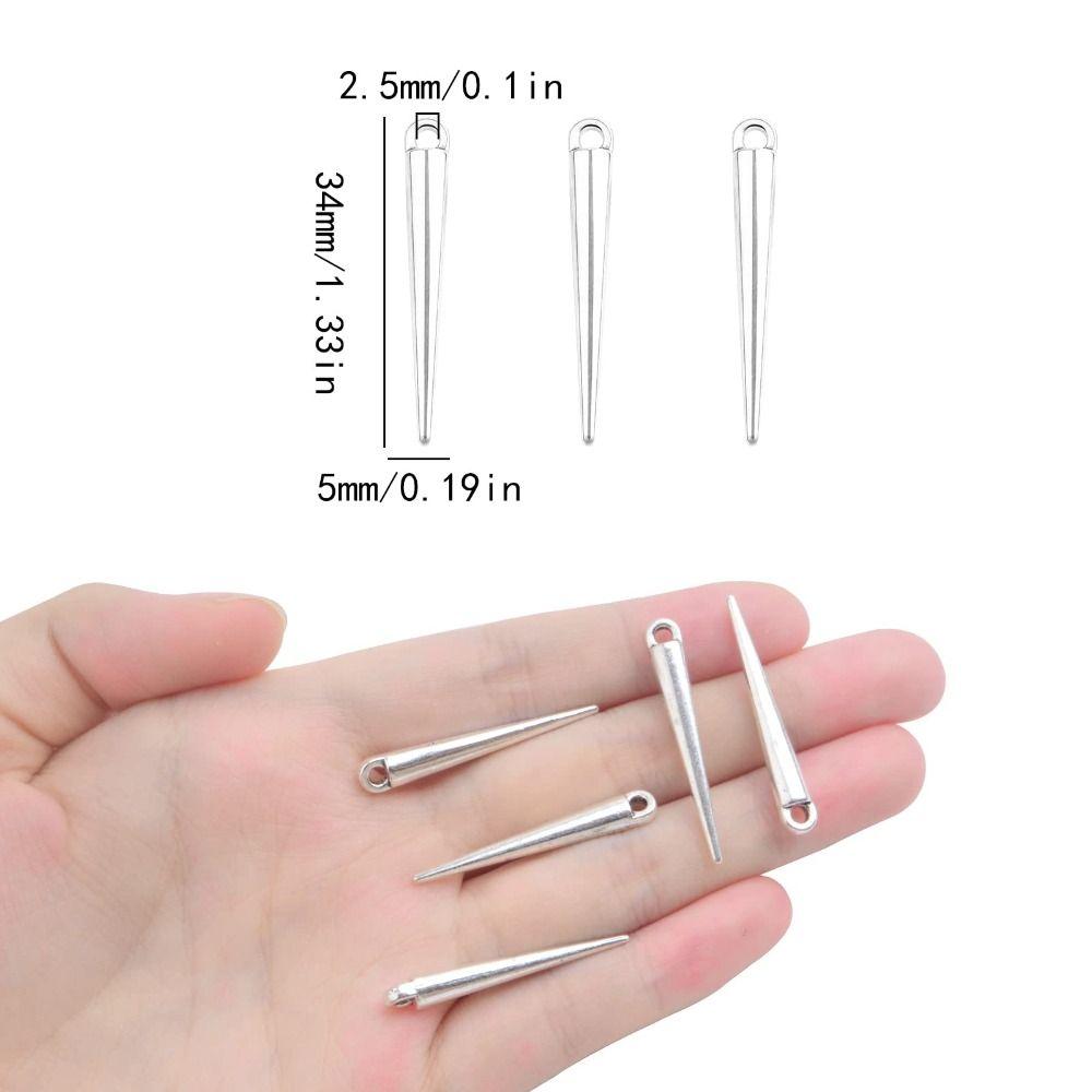 100pcs Tibetan Style Spike Beads Pendants 5x34mm Dangle Pendants Vintage Cone Pendants  Bracelet