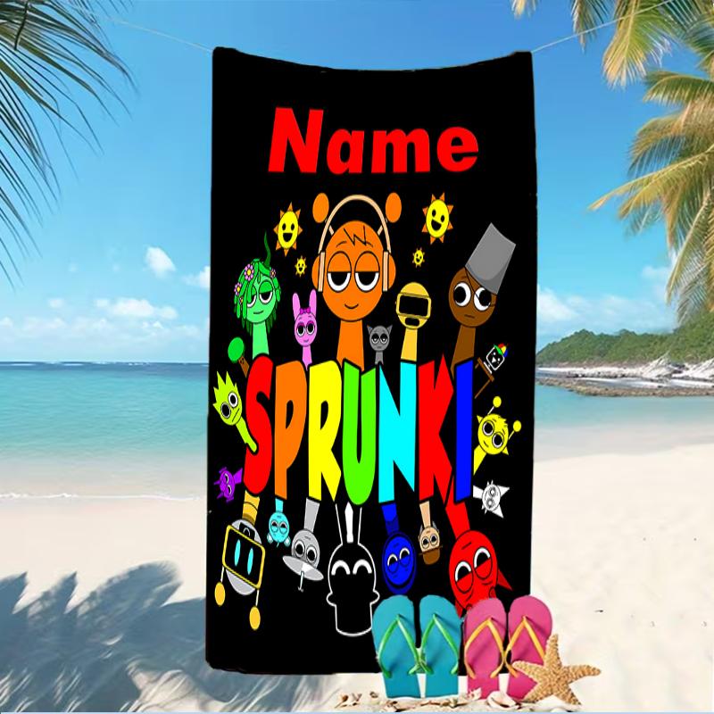 Customizable personalized beach towels Game Sprunki themed designs.Suitable for the beach, yoga, sports;ideal as beach accessories