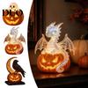 Feiertagsstimmung Nachtlicht Halloween Kürbis Drachen Statue, LED Leuchtende Harzfigur Kinderzimmer Dekor mit Warmem Licht, Gruselige Fantasy Schreibtisch