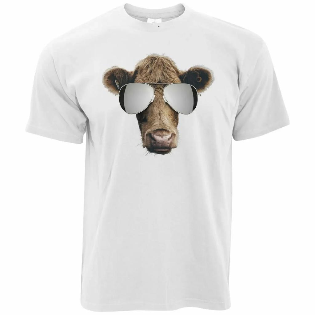 Mens Summer Art T Shirt Cow Wearing Sunglasses Silly Stylish Hipster Tee