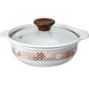Takagi Metal HA-HT18 Double-Handled Pot, Easy To Clean, Tabletop Pot, Enamel, Induction Compatible, 18cm, Ajiwai Nabe, Earthenware Style, Hana-tsuzumi