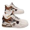 High-top Men's Shoes Winter Velvet Cotton Shoes Niche Design Student Leather Surface Waterproof Leisure Sports Help Small White Board Shoes