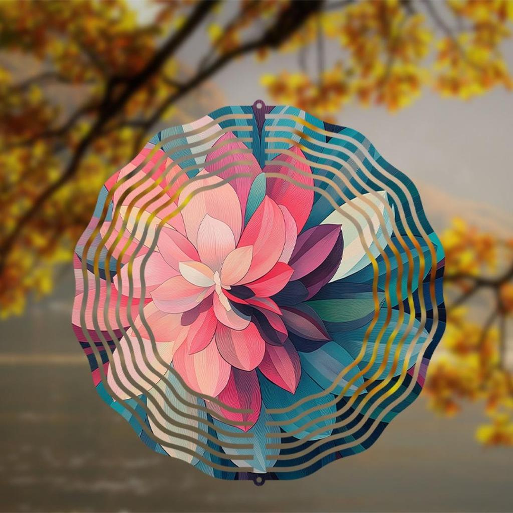 Vibrant Lotus Flower Wind Chime with 360 Rotation Colorful Metal Art Decor for Garden Balcony All Seasons Gift No Battery Needed