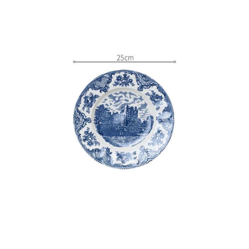 European Ceramic Plate Dining Room Desktop Western Steak Dish Retro Lace Pattern Fruit Salad Plates Home Kitchen Tableware