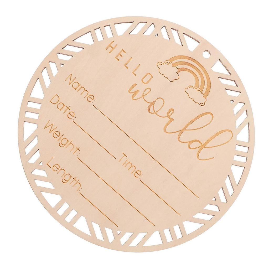 Wood Baby Name Sign for Newborn Announcement with 1Set Wooden Round Plaque