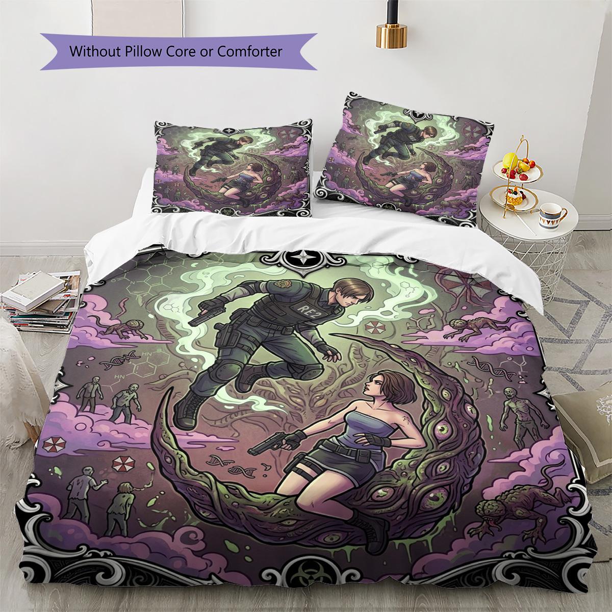 

Resident Evil Pattern Bedding Quilt Set Quilt Cover Pillowcase Home Decoration Birthday Gift (1 * duvet cover + 2 * pillowcase, without core) 135x200cm