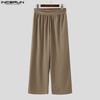 INCERUN Men High Elastic Waist Casual Loose Texture Long Pants Trousers