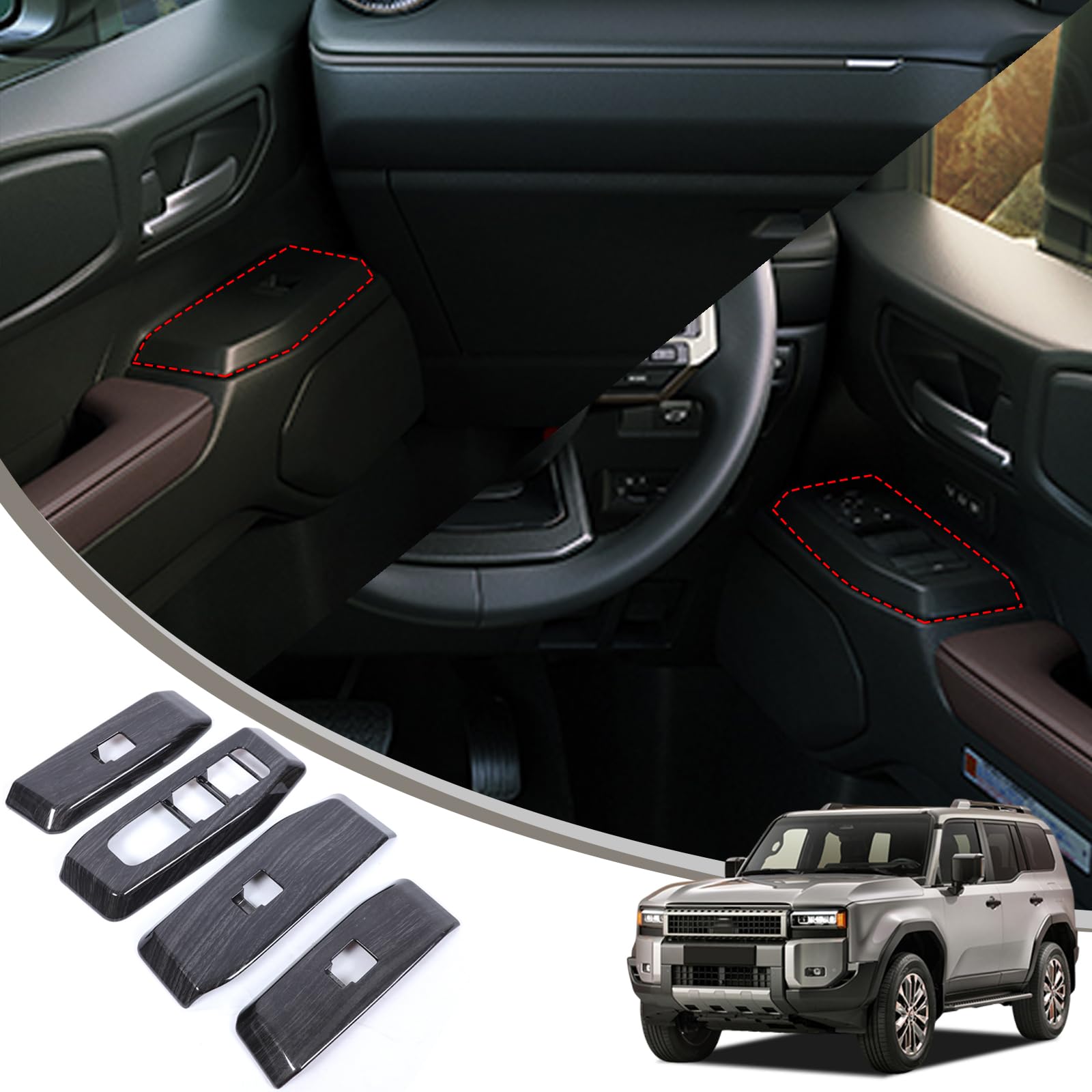 

METYOUCAR Door Switch Door Switch and Switch Panels for Toyota Land Cruiser 250 Drive Adhesive Easy Interior Custom Set Frames, Covers, (Right-Hand