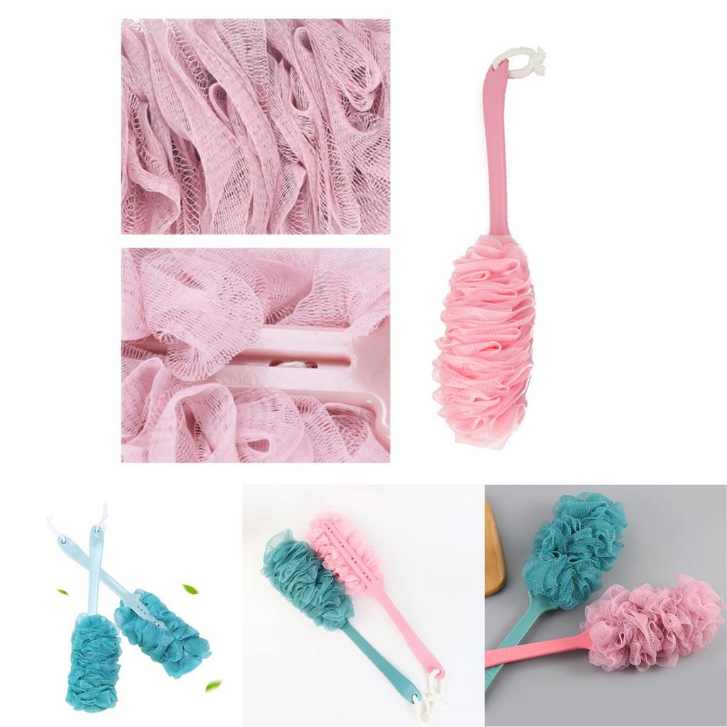 Ergonomic Long Handle Back Shower Brush With Mesh Loofah For Deep Cleansing And Skin Care