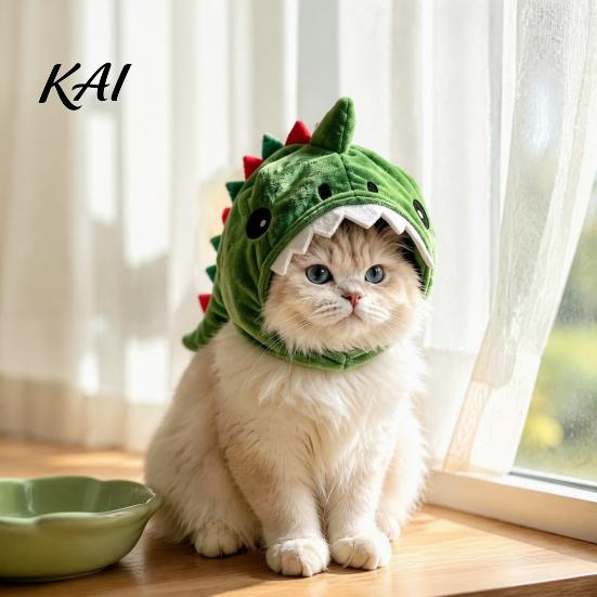 Lightweight Headwear for Small Pets Cute Dinosaur Pet Hat Cats, Soft Plush Funny Cat Trendy Costume Social Media Photos with Shark Design, Novelty