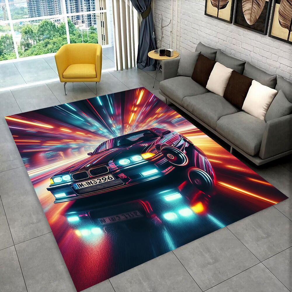 3D E36 Racing Car Motorcycle Rug Carpet for Living Room Bedroom Decor,kids Play Non-slip Decoration for Sofa Doormat Gift