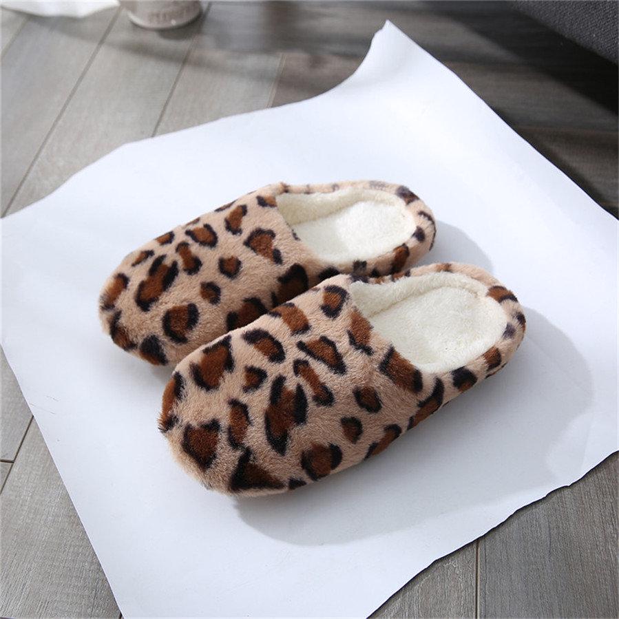 Winter Couple Style Indoor Silent Soft Bottom Leopard Print Slippers Home Comfort and Warm Cotton Slippers