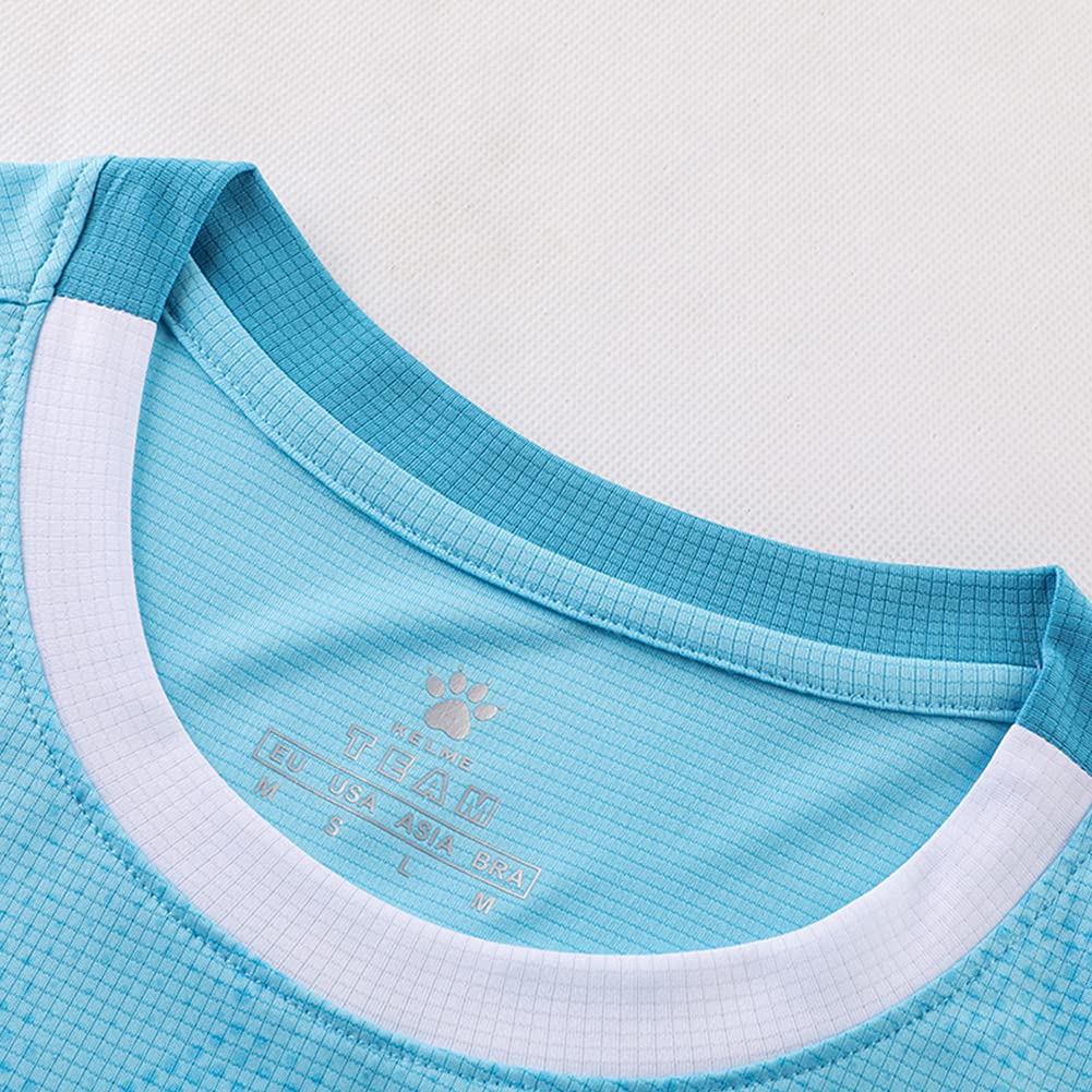 Kelme Men's Soccer Uniform Set, T-Shirt and Pants (Light Blue, Size M)