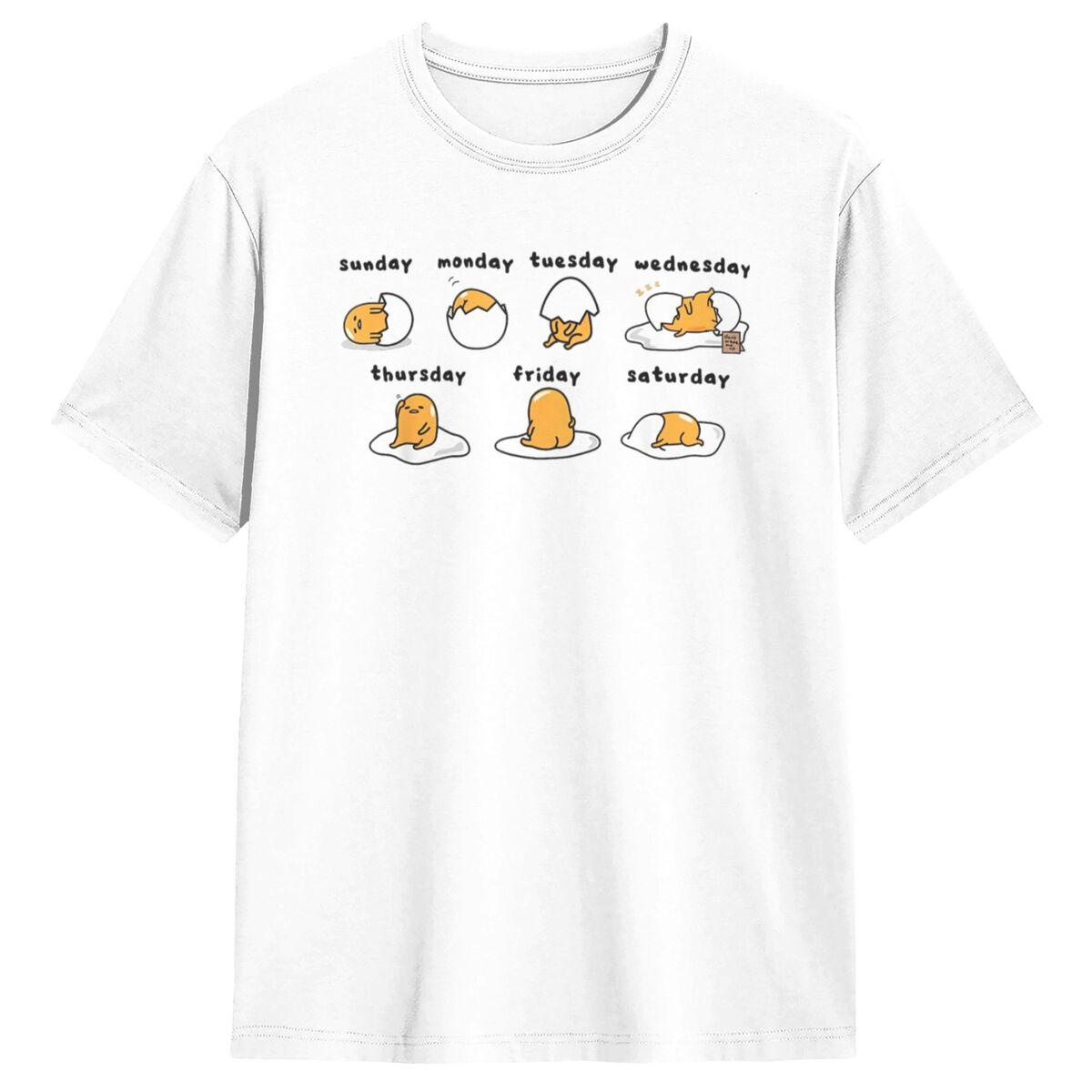 

Чоловіча Жіноча Футболка Gudetama Дні Тижня Футболки Модна Літня Футболка Вінтажний Дизайн 100% Бавовна Топи Великий Розмір 6XL S