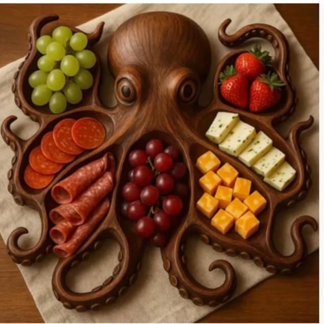 Octopus charcuterie platter octopus fruit platter home living room decoration, creative fruit plate, item storage plate
