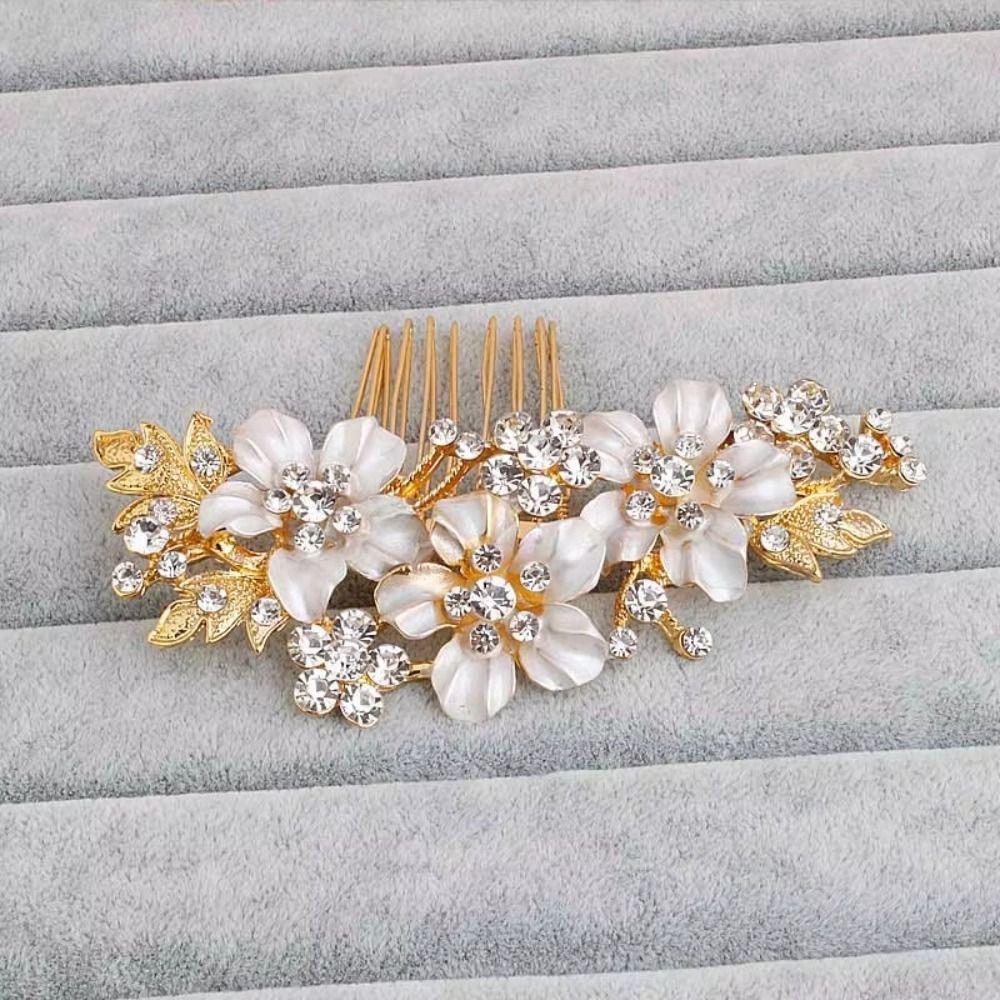 Sparkling Bridal Hair Comb Headdress Flower Hairclip Fashion Rhinestone Hairpin  Wedding