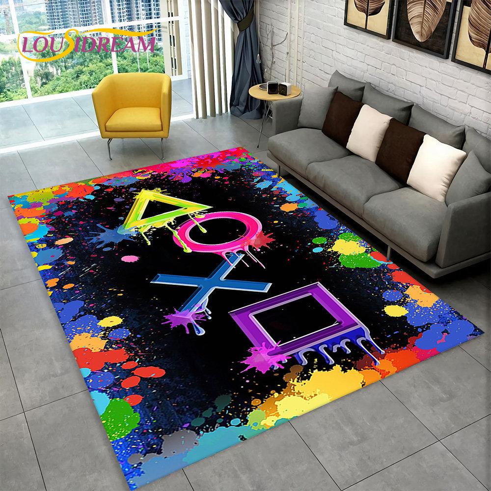 Cartoon Gamer Game Gamepad Area Rug,Carpet Rug for Living Room Kids Bedroom Sofa Kitchen Doormat Decor,Child Non-slip Floor Mat