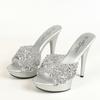 New Arrival Women Summer One Band Slip-on Mule Slippers, 13CM Ultra Thin Stiletto Sky High Heels, Sexy Versatile Heeled Sandals