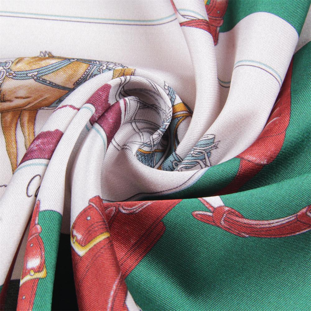 New Hand Rolled Twill Silk Scarf Women Fashion Double Side Printed Square Scarves Wraps Echarpes Foulards Femme Hijab 53CM