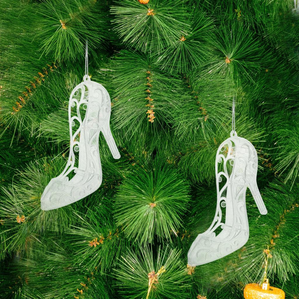 2pcs Clear Acrylic High Heel Hanging Ornaments Christmas Tree Hanging Pendants Decoration High Heel Pendants Hanging Ornaments