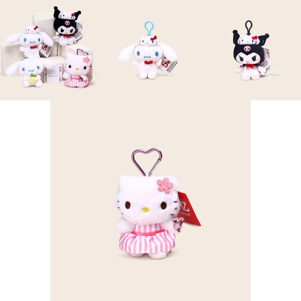 Cinnamoroll Kuromi Character Plush Keychain With Heartshaped Cherry Blossom Hello Kitty For School Bag Gift
