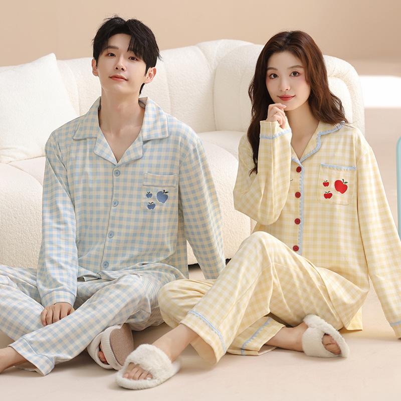 Autumn/Winter 2025 Cute Cartoon Couple Pajamas Set with Long Sleeves
