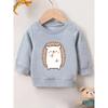 European sizes Cute Hedgehog Print Pattern | Comfortable Thin Round Neck Hoodie For 0-3 Year Old  Kids In , Suitable For Outdoor Wear