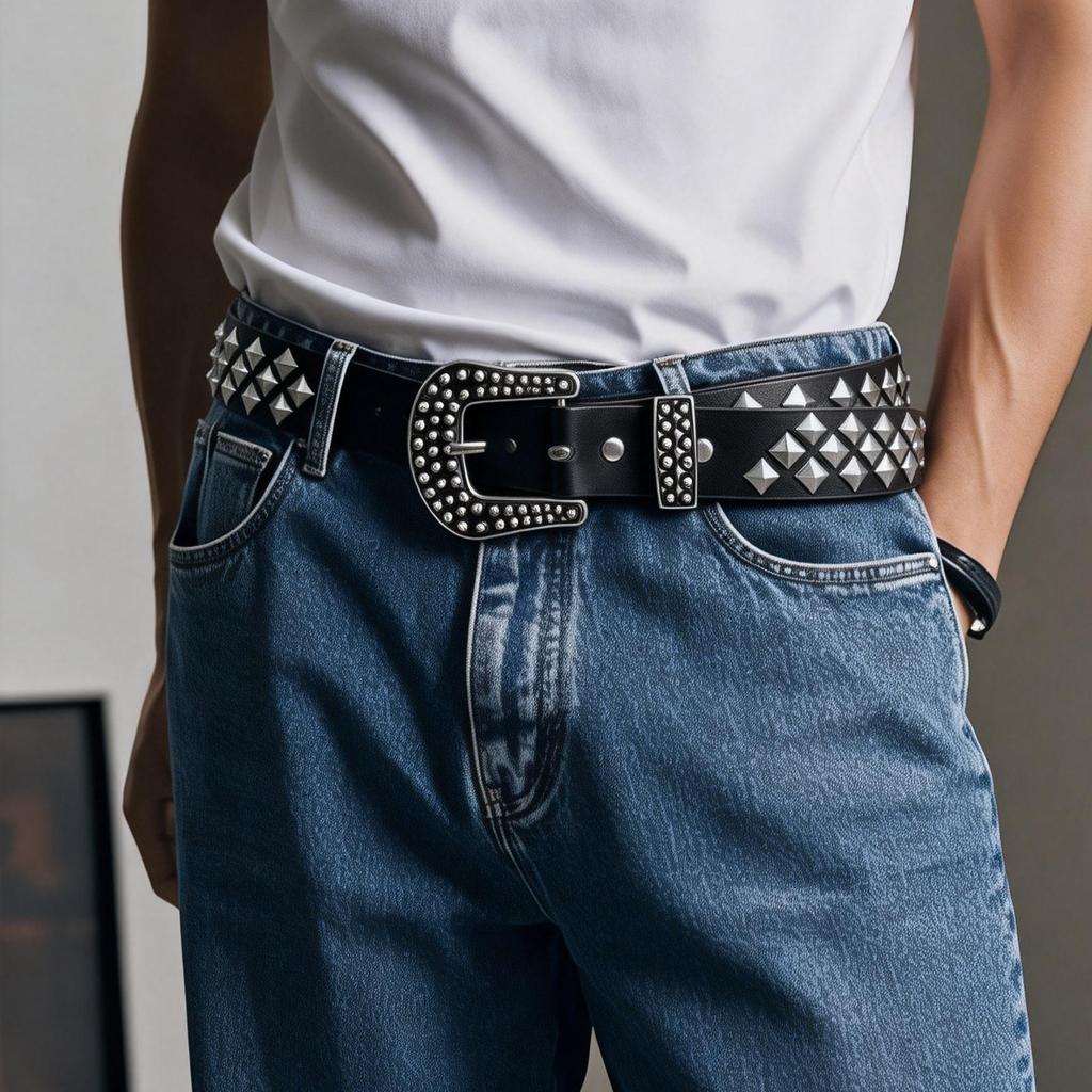 Trend Rivet Belt Heavy Metal Belt Men Women Punk Nightclub Rock Style Jeans Waist Belt Y2K Belt Fashion Decoration Women's Belts