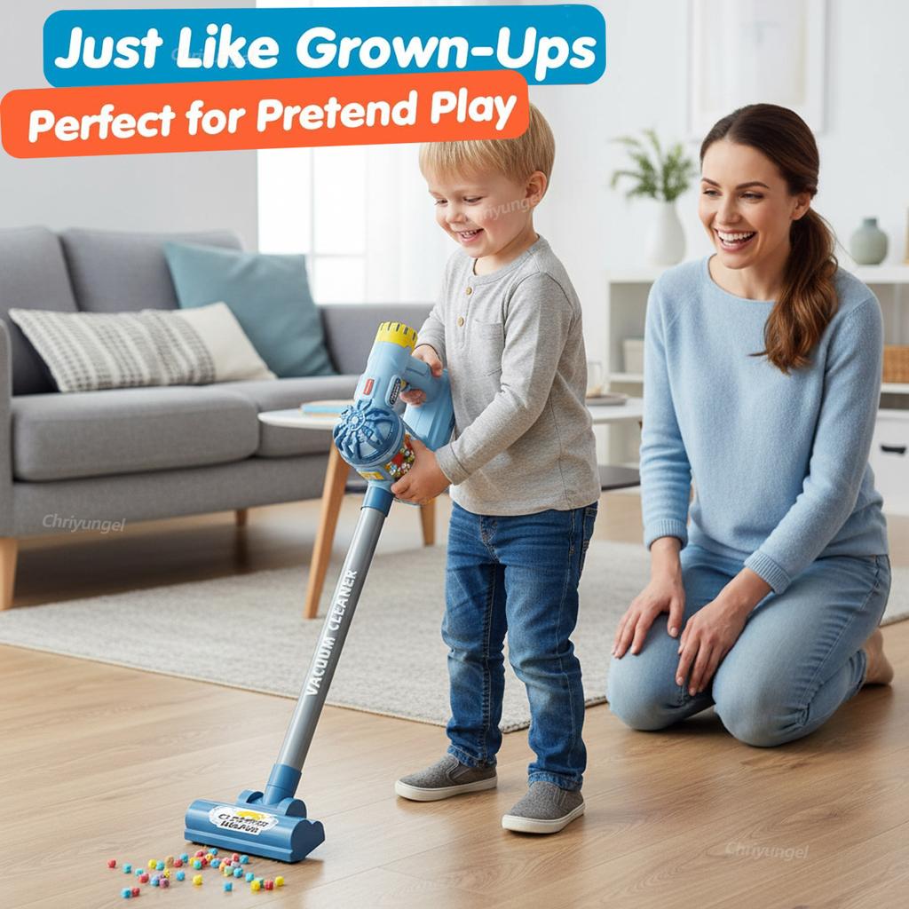 Kids Vacuum Cleaner Toy Electric Realistic Pretend Play Housekeeping Cleaning Set Educational Gift for Toddlers Boys Girls