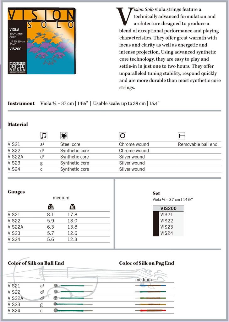VISION SOLO Viola String Rose VIS22 (D String)