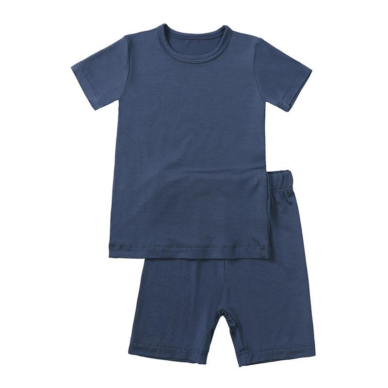 Bamboo Fiber Kids Boys Girls Clothes Set Breathable Pajamas Short Sleeve Top+Shorts Baby Loungewear Children's Sleepwear