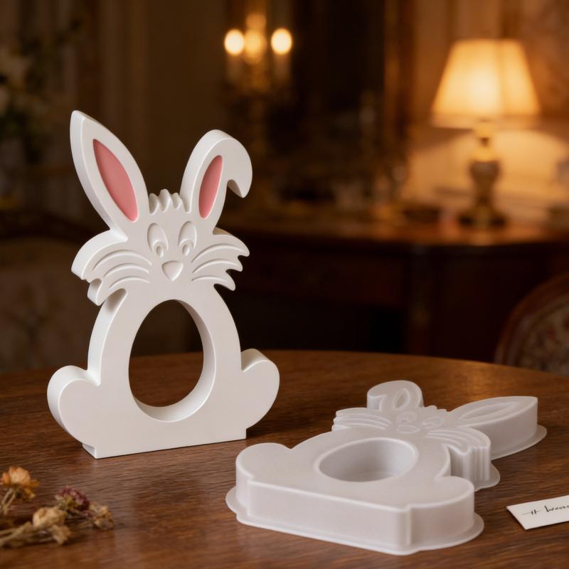 Cute 3D Rabbit Silicone Mold Bunny Aromatherapy Cup Gypsum Candle Mold Easter Diy Craft Moulds Reusable Handmade Tool Home Decor
