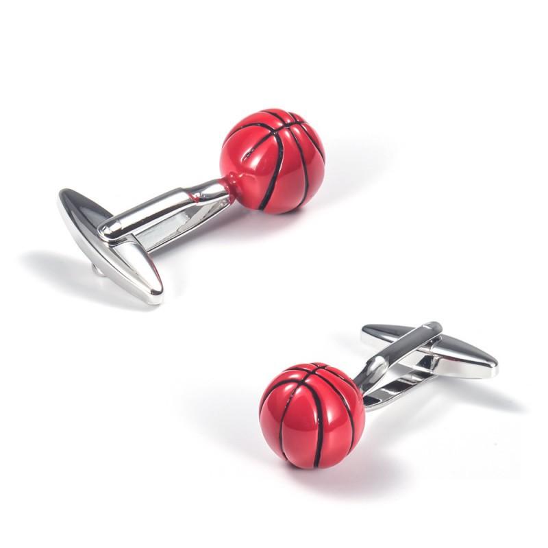 Spot New Baked Paint Fun Basketball Shaped Metal Cufflinks Foreign Trade Casual French Shirts Wholesale