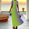 Women Plus Size Short Sleeve V Neck Maxi Dress Coral Diagonal Leopard Splicing Print Loose Summer Beach Long Dress