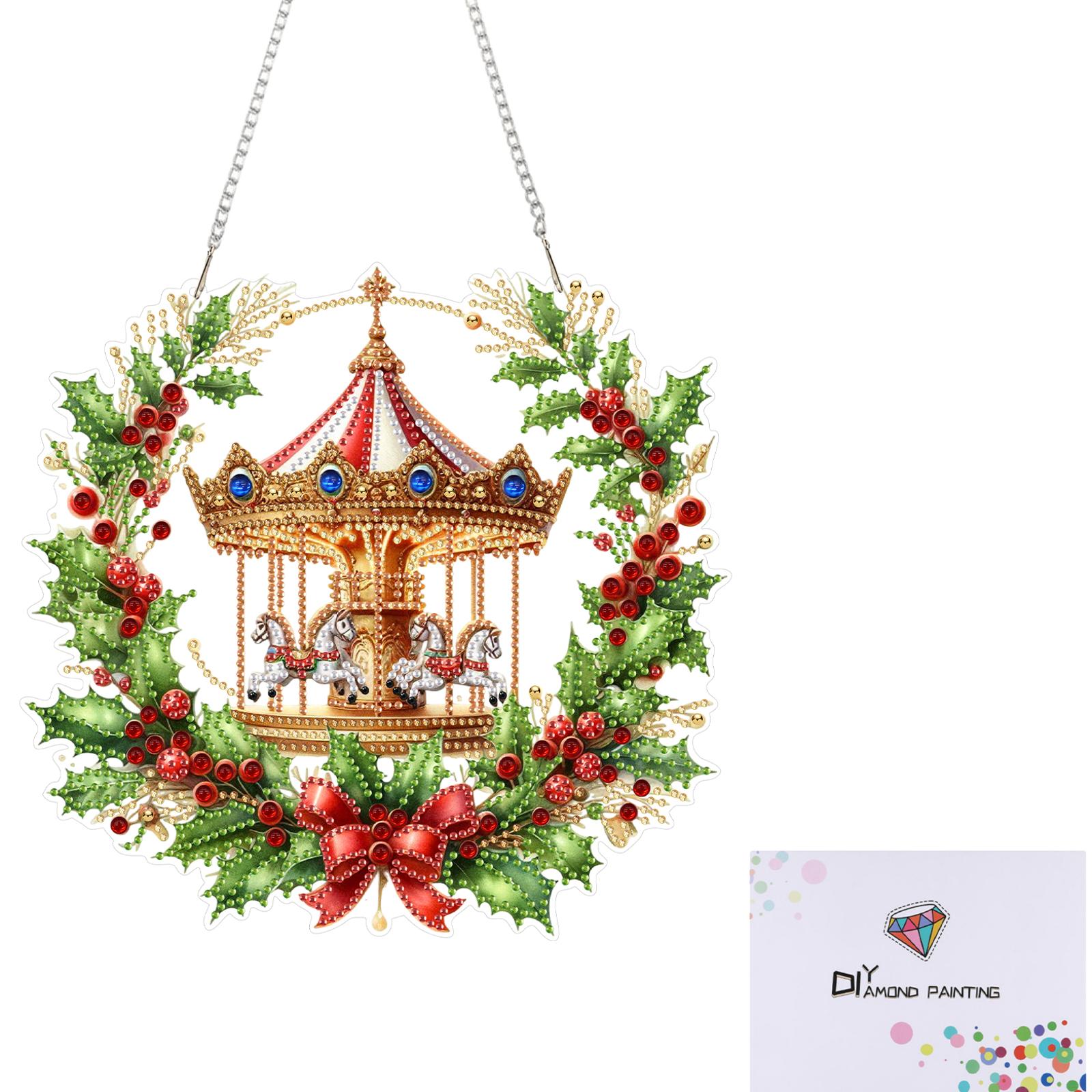 

2D/Flat Acrylic DIY Rhinestone Diamond Art Window Pendants Special Shape Diamond Painting Set Window Hanging Art for Home Decor