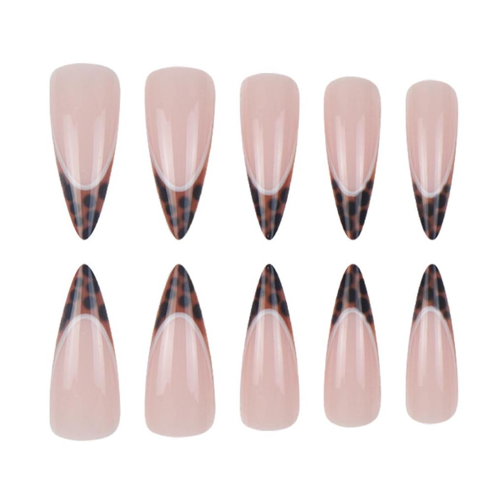Long Autumn/Winter French Leopard Print Press-On Nails - 24-Piece Set