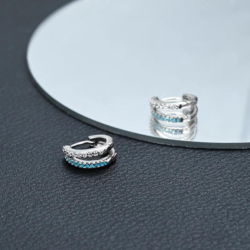 Модные мужские серьги-гвоздики с двойным слоем синего циркона - Супер блестящие, высококачественные, модные кольца