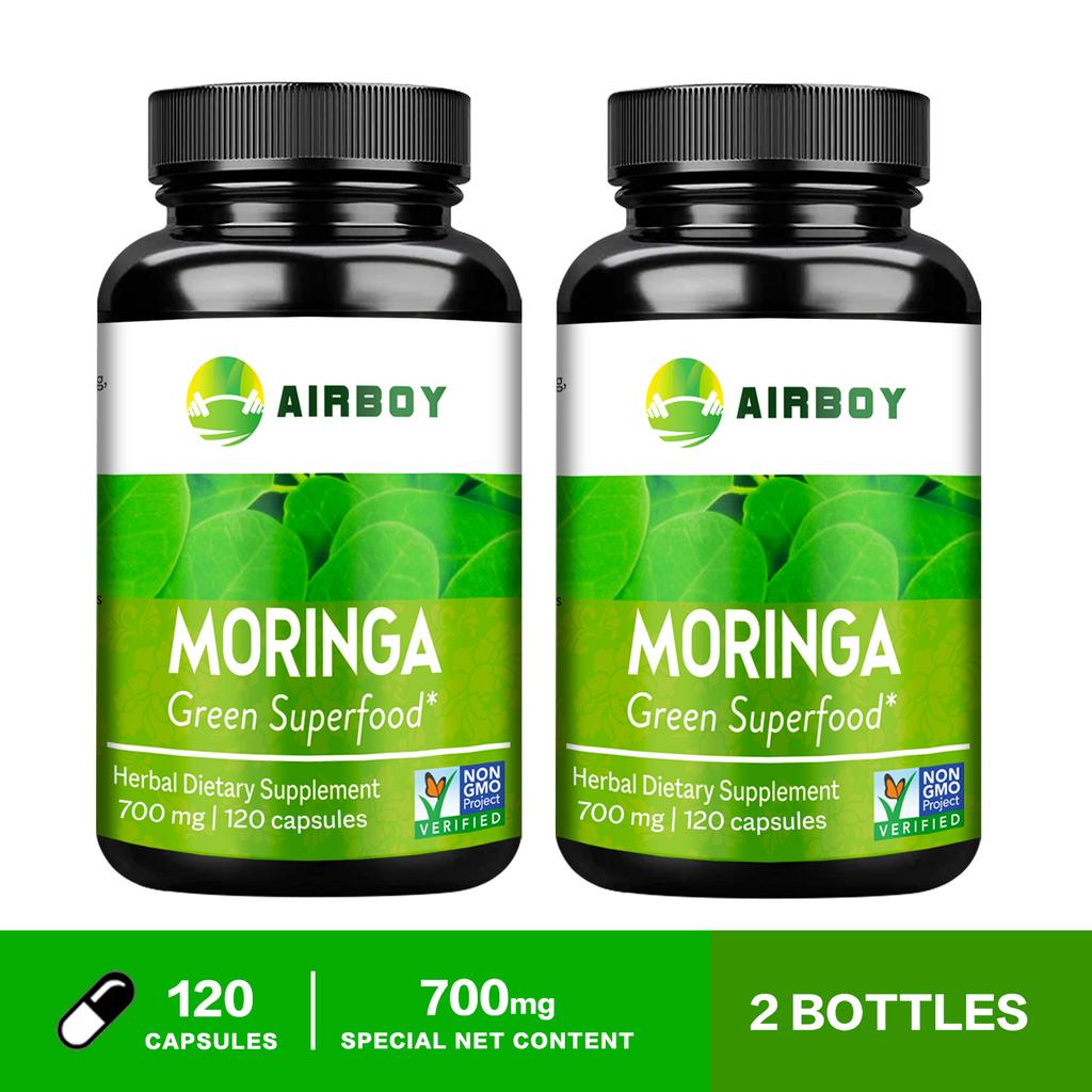 Moringa extract capsules, 700 mg per serving, adult immune support.