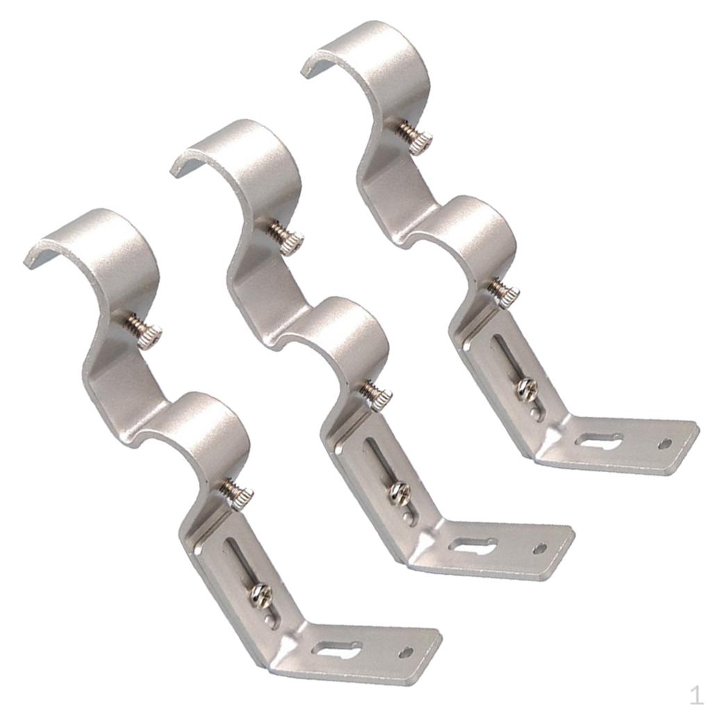 

3 Pieces Wall Mounted Double Rods Curtain Bracket Holder Bedroom Balcony Window Drape Pole срібний